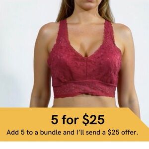 Delta Burke Lace Bralette in Hot Pink.